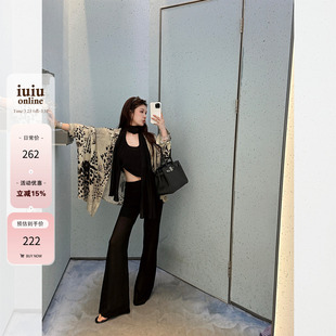 休闲百搭显瘦女长裤 IUIU阿晶家 「时髦腿精」本期bi入微透微喇裤