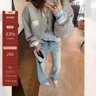 宽松直筒长裤 IUIU阿晶家 女老爹裤 万年好穿人手一条牛仔裤 du家