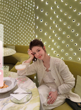 IUIU阿晶家「vintage香系女生」 高密纱线背心开衫两件套女春