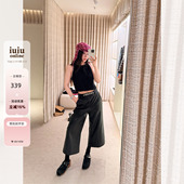 百搭高级感休闲裤 IUIU阿晶家 新款 女2026春季 皮质露踝中裤