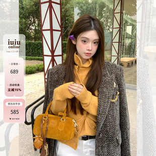 外套2024秋冬女新款 紫色绿色丝绒西装 西服 古韵之美 IUIU阿晶家