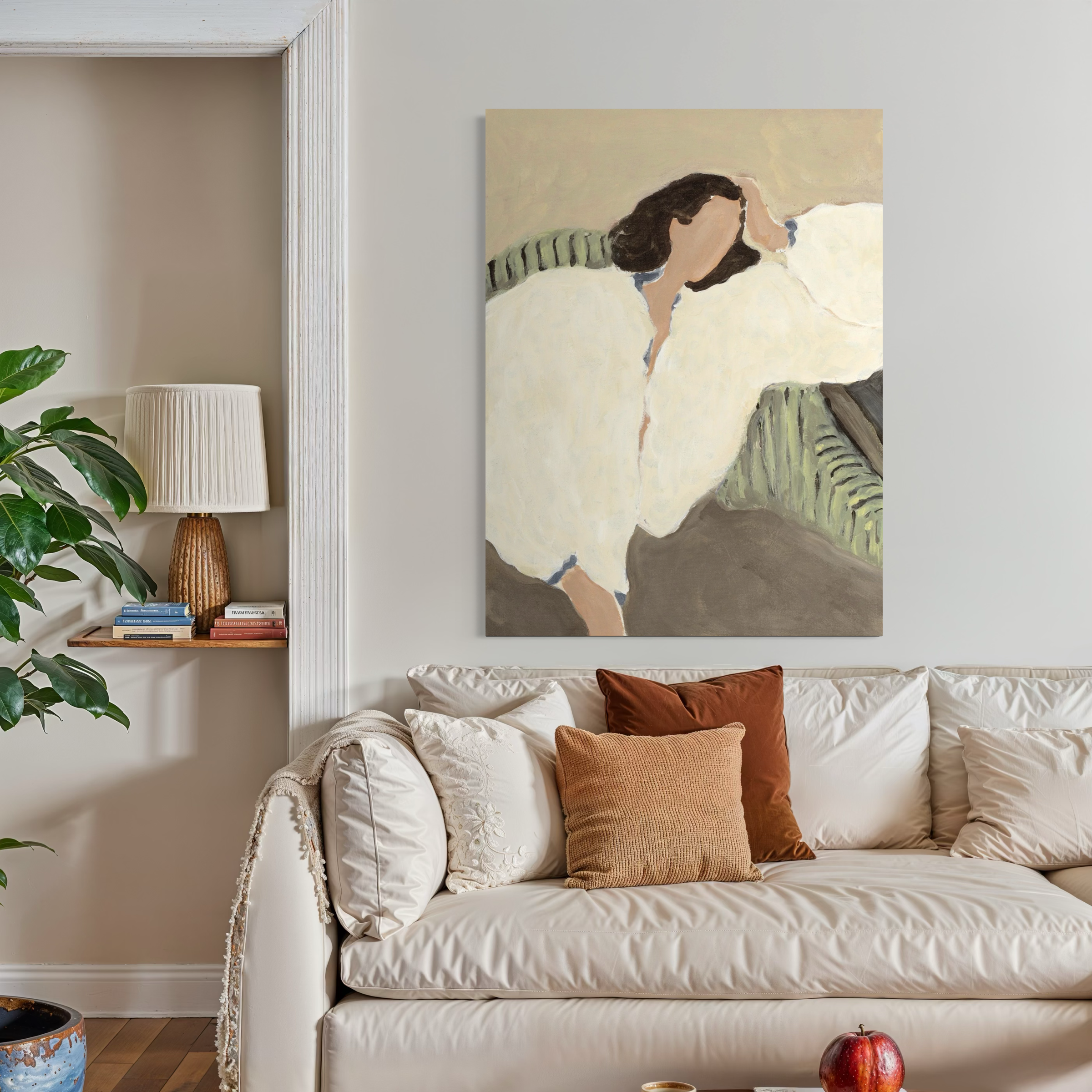 纯手绘法式现代简约抽象人物艺术画装饰画客厅卧室小众挂画松弛感