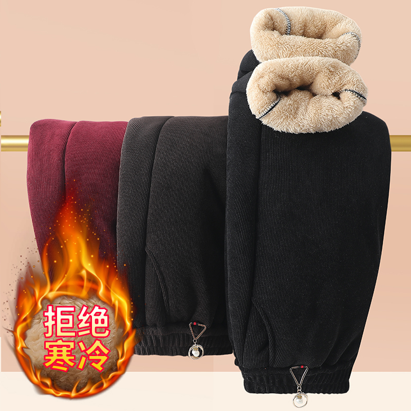 妈妈裤子冬季加绒加厚灯芯绒保暖
