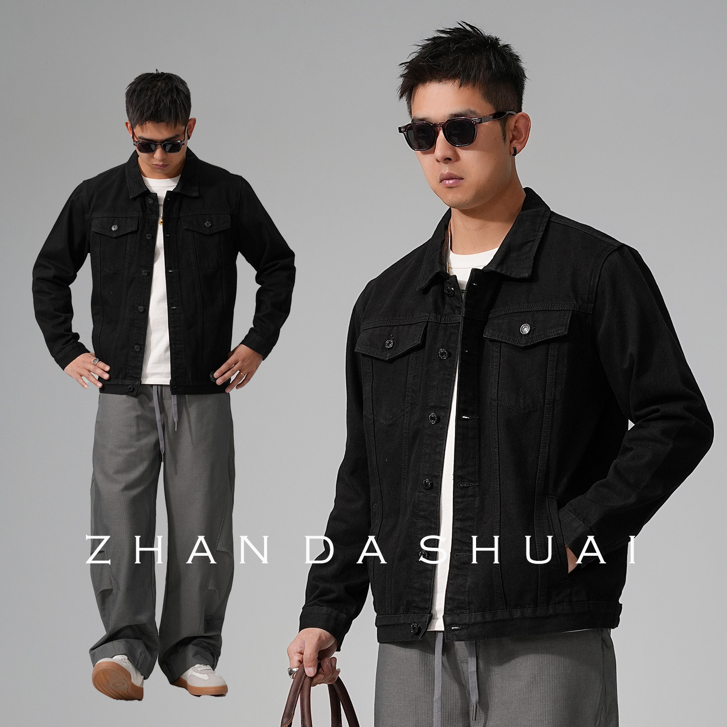 占大帅 美式高端痞帅重磅复古工装牛仔外套男宽松加绒翻领夹克潮,男装,牛仔外套,淘宝优惠券,粉丝福利购,淘宝优惠卷