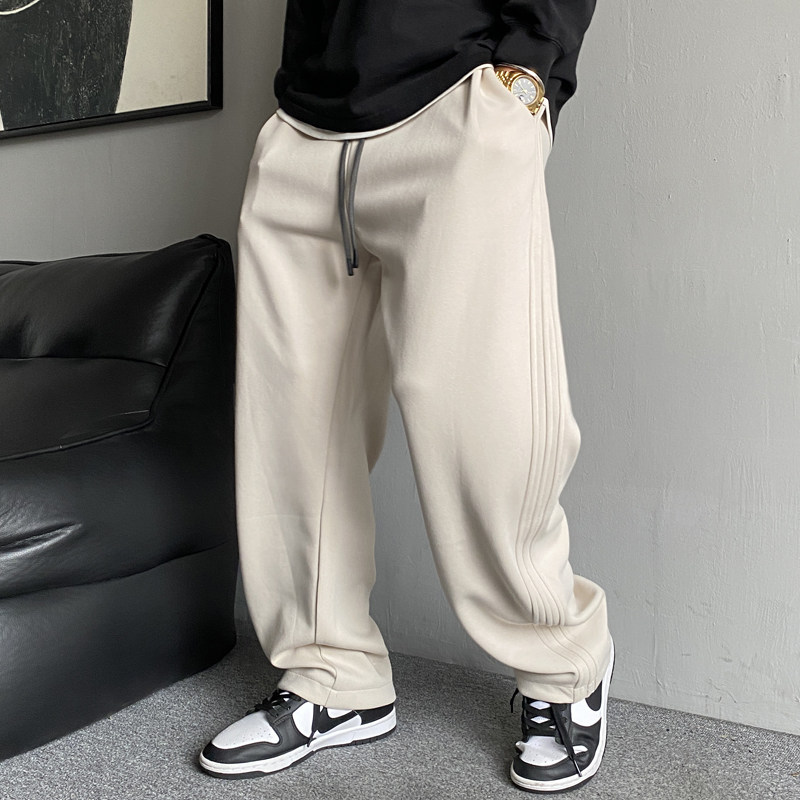 秋季美式休闲痞帅重磅针织卫裤男宽松抽绳百搭高街运动阔腿裤子潮,男装,卫裤,淘宝优惠券,粉丝福利购,淘宝优惠卷