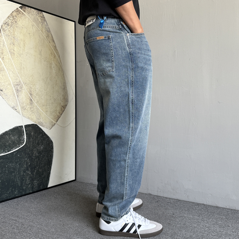 复古莱赛尔天丝牛仔裤男直筒宽松