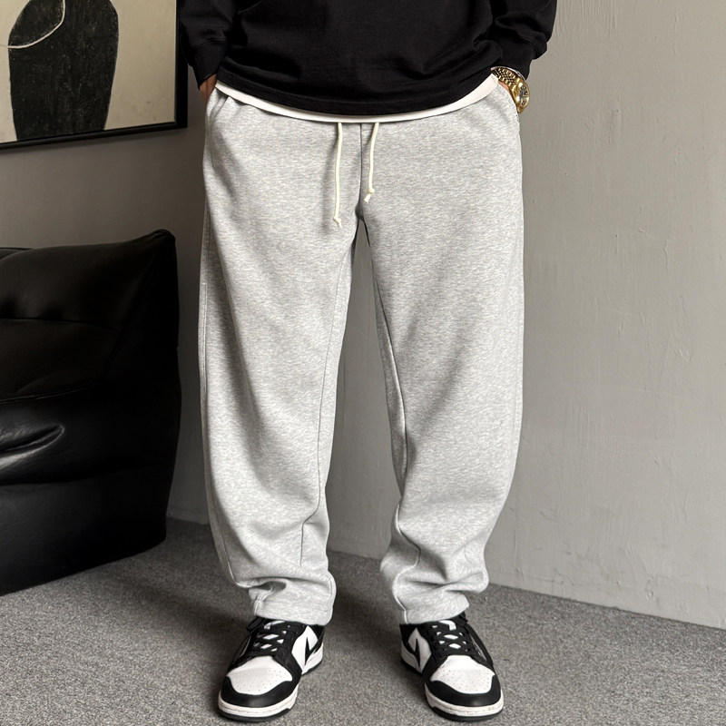 春季美式休闲痞帅灰色针织卫裤男直筒宽松抽绳百搭运动锥形裤子潮,男装,卫裤,淘宝优惠券,粉丝福利购,淘宝优惠卷
