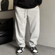 春季 子潮 男直筒宽松抽绳百搭运动锥形裤 美式 休闲痞帅灰色针织卫裤