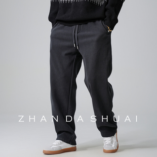 潮牌长裤 占大帅 男直筒宽松抽绳锥形休闲裤 简约百搭加绒卫裤 冬季