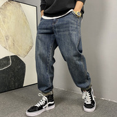 春秋季 子 男直筒宽松潮牌高街锥形裤 美式 休闲痞帅高端复古牛仔裤