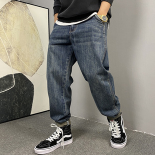 男直筒宽松潮牌高街锥形裤 休闲痞帅高端复古牛仔裤 子 美式 春秋季