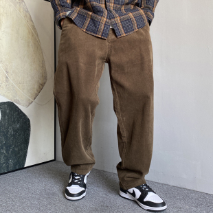 男直筒宽松百搭纯棉锥形裤 春秋季 裤 休闲痞帅复古灯芯绒工装 子 美式