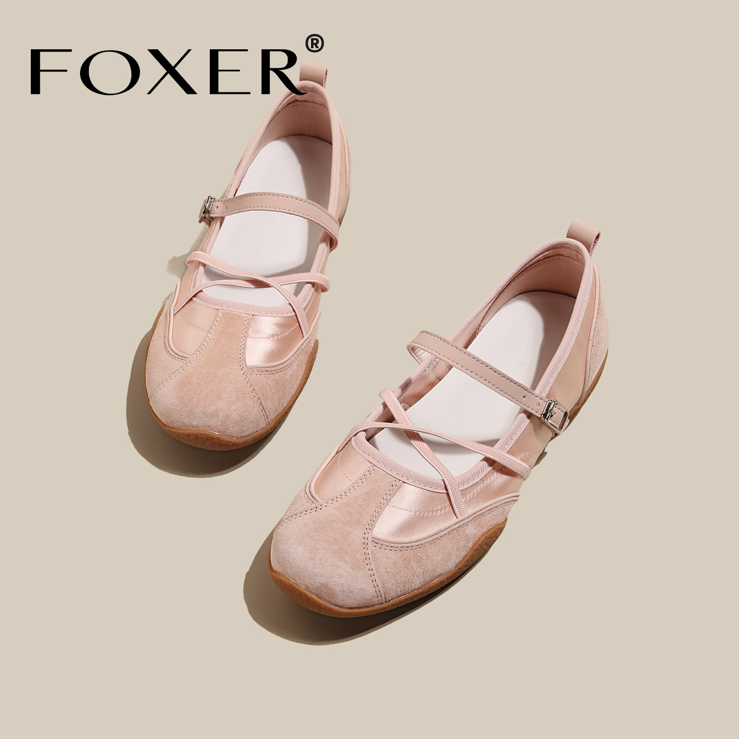 FOXER夏季粉色芭蕾德训鞋