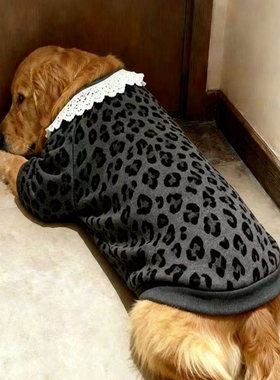 25狗狗新款衣服防冻黑灰豹纹白色领口秋冬两脚衣金毛萨摩保暖