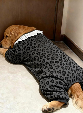 25狗狗新款衣服防冻黑灰豹纹白色领口秋冬四脚衣金毛萨摩保暖