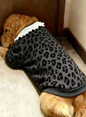 25狗狗新款衣服防冻黑灰豹纹白色领口秋冬两脚衣金毛萨摩保暖