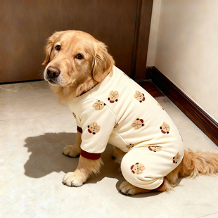 狗狗衣服秋冬苹果熊印花亲肤四脚衣大型犬巨贵金毛萨摩耶拉布拉多