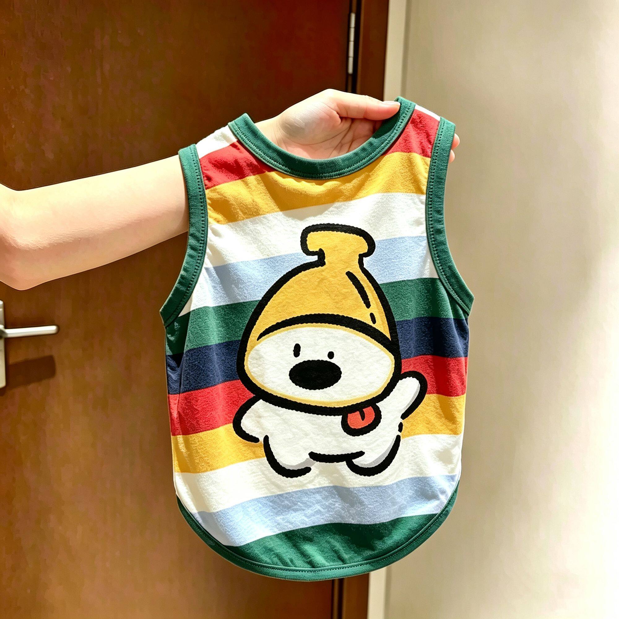 宠物衣服元气彩虹条纹香蕉小狗亲肤背心小中大型犬猫咪秋冬服饰