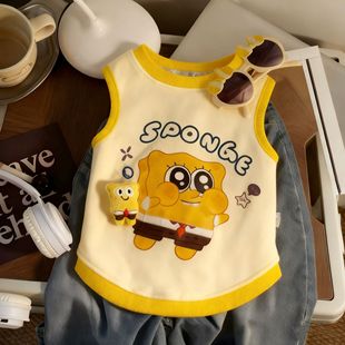 宠物秋冬款 背心可爱吸睛中型犬柯基柴犬法斗巴哥 海绵宝宝萌趣厚款