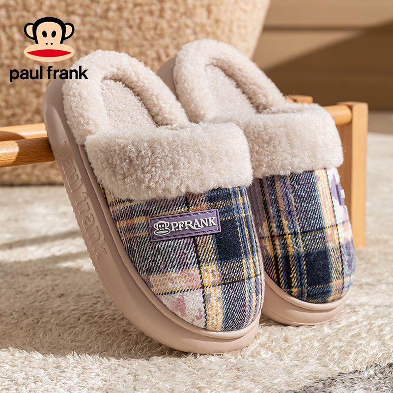 Paul Frank大嘴猴棉拖鞋女2025秋冬季居家室内保暖拖鞋男冬天家用