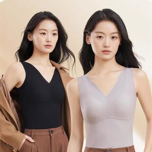 戴维诗6351女士保暖内衣冬季 磨毛薄款 打底衫 带胸垫 背心上衣女款