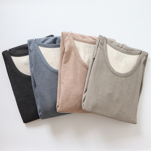 AD951 磨毛加厚保暖内衣套装 奥笛牛奶蚕丝男士 圆领纯色底秋衣秋裤