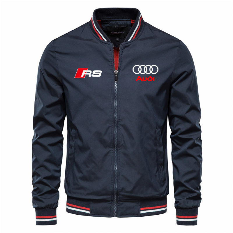 奥迪机车工作服汽车4s店工装男士潮牌小领飞行夹克棒球服休闲外套