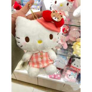 粉色格子裙哈喽kt包包挂件hellokitty书包背包小饰品系列礼物公仔