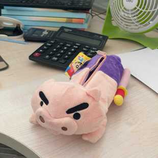 日系可爱ts-fa蜡笔小新肥嘟嘟左卫门毛绒笔袋化妆袋收纳包文具袋