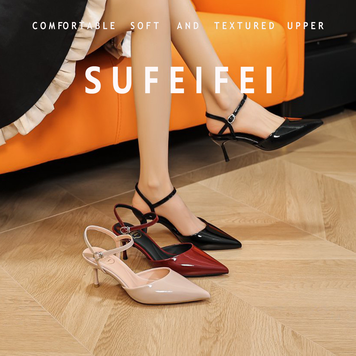 SUFEIFEI【羊皮版】2026新款细跟高跟鞋通勤百搭后空高跟凉鞋女