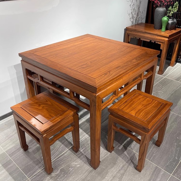 中式实木正方形八仙桌餐桌掼蛋打牌桌凳子