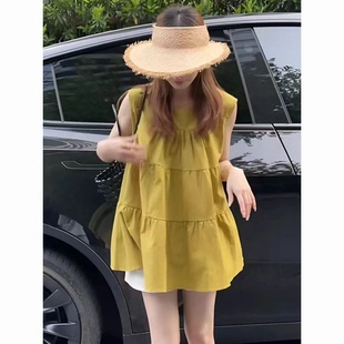 sicily无袖衬衫女夏季2025新款设计感小众娃娃衫高级感后系带上衣