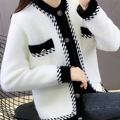 法式小香风外套女秋冬2025新款高级感气质名媛小个子针织开衫上衣