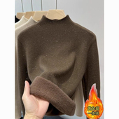 妈妈显瘦半高领内搭打底衫 加绒加厚针织毛衣女士春季 巨好看 上衣