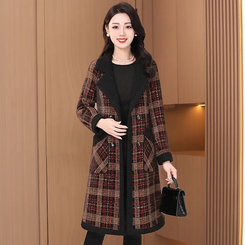 加绒加厚呢子气质大衣女款年秋冬新款韩版宽松中长款毛呢外套流行