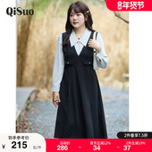 2025秋装 假两件连衣裙显瘦藏肉收腰A字裙 新款 气质polo领胖MM大码