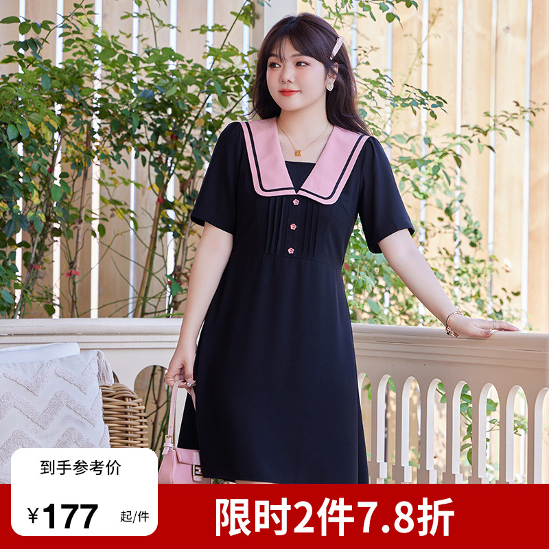 大码显瘦胖MM连衣裙甜美