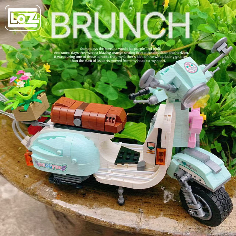 LOZ积木俐智小绵羊摩托车小颗粒拼插跑车玩具益智电动车儿童礼物