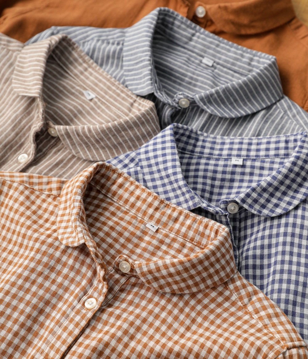 宽松简约单排多扣长袖双层棉纱