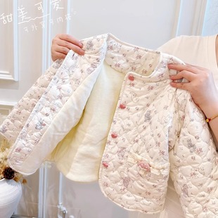 女童外套夹棉加绒婴儿宝宝衣服2025新款春秋冬装儿童棉服童装棉服