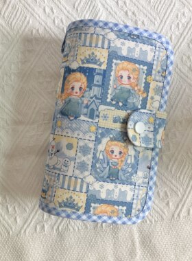 手作布艺可爱冰雪女王艾莎公主A6活页手账本收纳包证件包存钱本