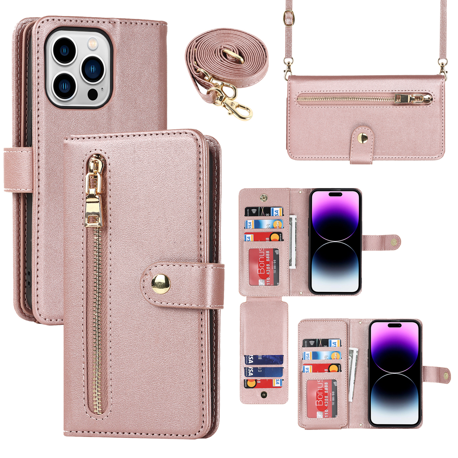 斜挎手机壳适用iPhone13/14苹果11ProMax手机壳钱包12零钱袋xs保护套78P斜跨皮质xr女款mini可背带硅胶防摔