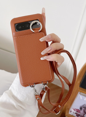 谷歌9斜挎挂绳插卡镜子适用谷歌pixel8斜挎手机壳pixel8pro保护套手机壳Googlepixel7pro皮壳7a手机壳6a斜挎