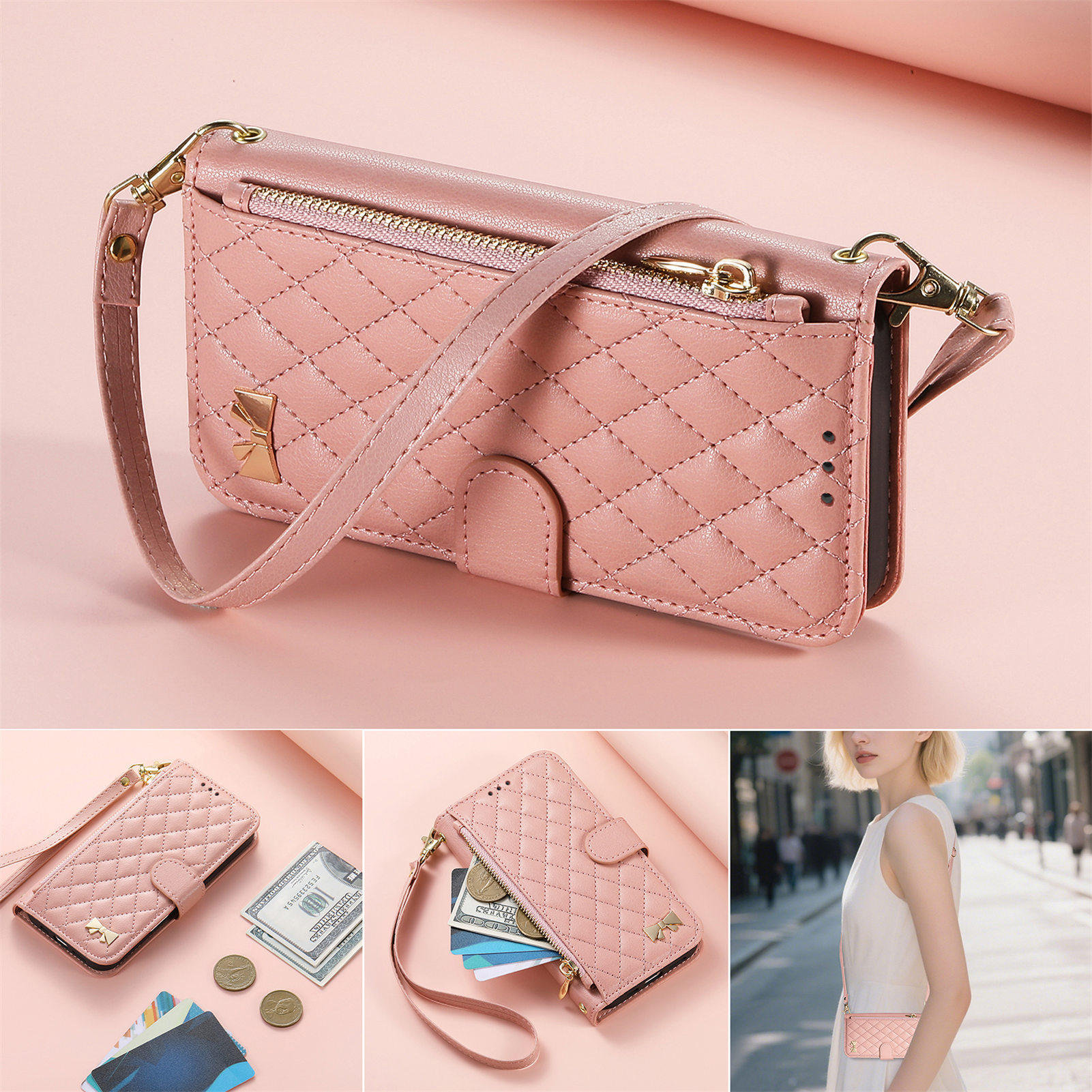 可调斜挎皮套OPPO FindX9适用于A6Pro手机壳 A5Pro5G挂绳真我GT8Pro插卡钱包A795G挂脖OPPOReno14个性小香风