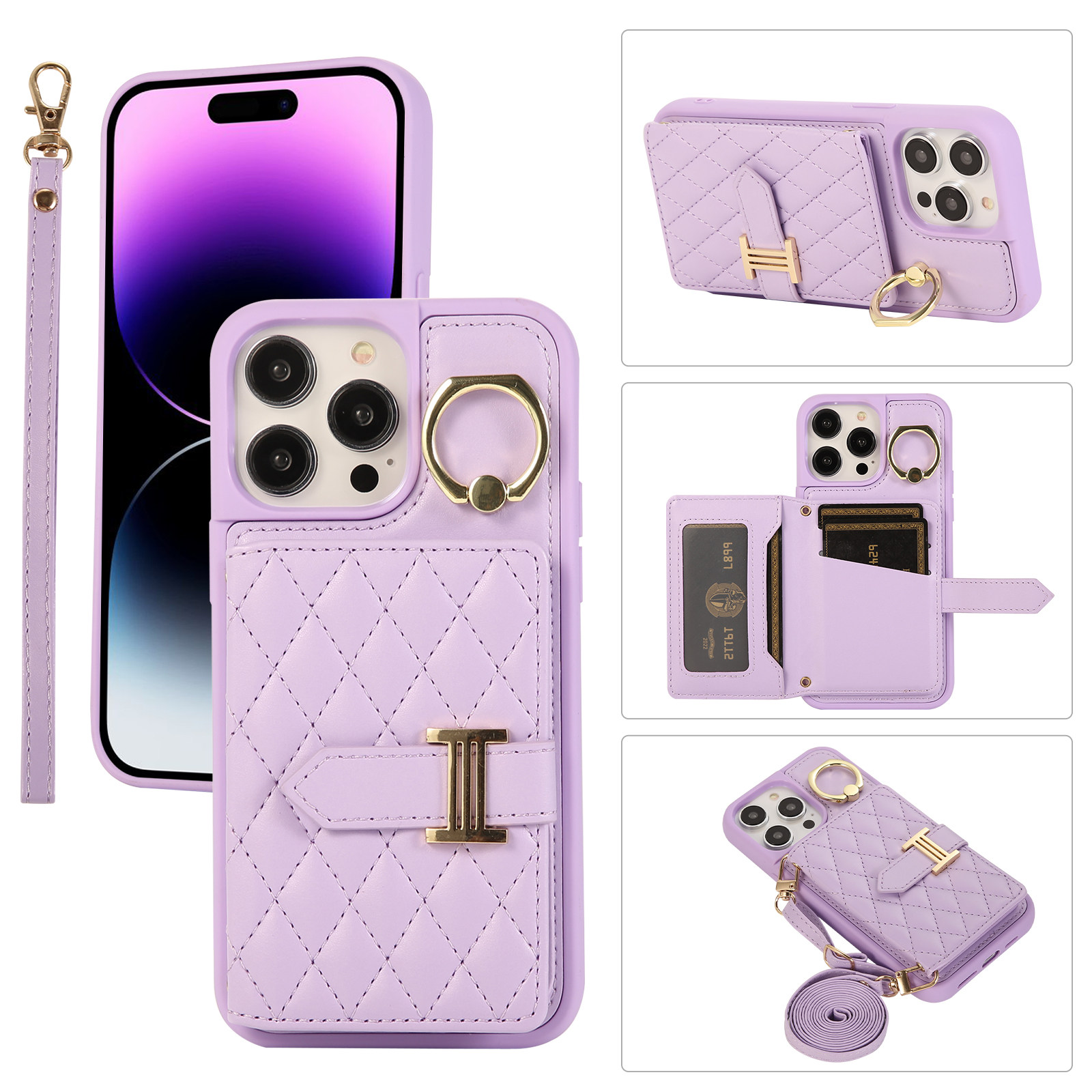 斜挎带卡包适用苹果15Pro手机壳指环扣支架一体iPhone13max套可背14背带挂绳11p收纳x放卡xs插卡xr高级感高档