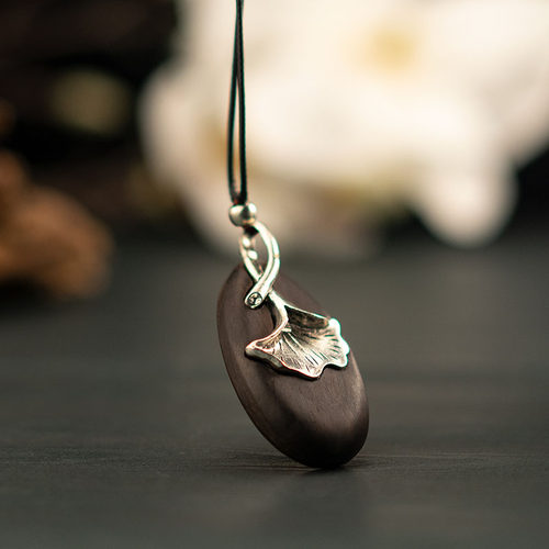 檀木女原创中国风吊坠项链