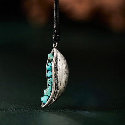 中古风小众绿松石吊坠长款项链