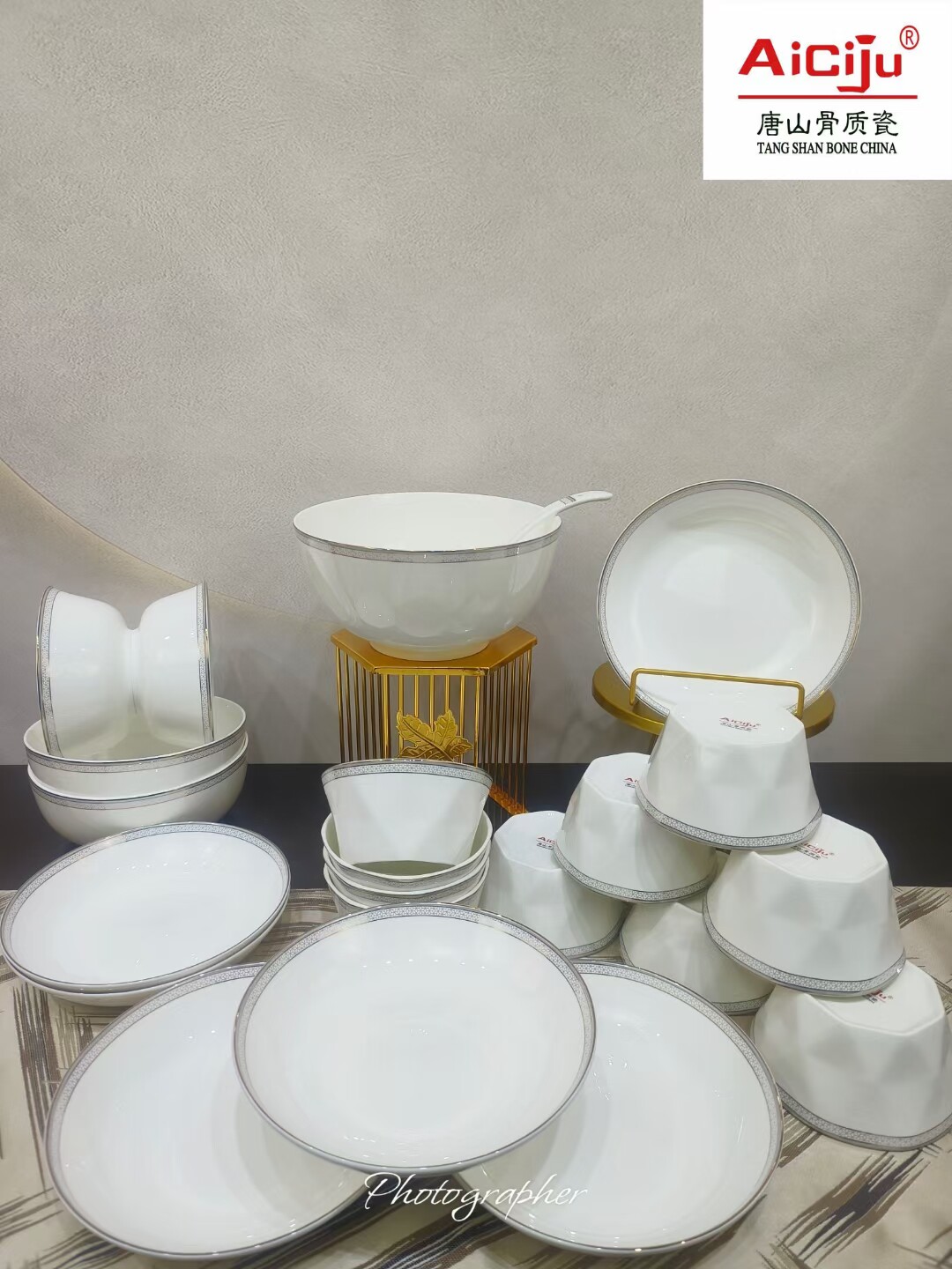唐山骨瓷餐具套装健康米饭碗碟子烧菜盘子礼盒搬家结婚家用中式碗