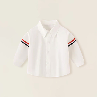 洋气翻领上衣 打底衫 宝宝白色衬衫 春秋婴儿男童纯棉学院风A类长袖