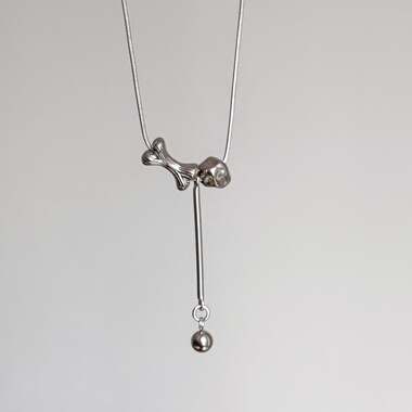 日韩系ins风骨头几何串珠蛇骨项链小众简约日常复古甜酷y2k锁骨链